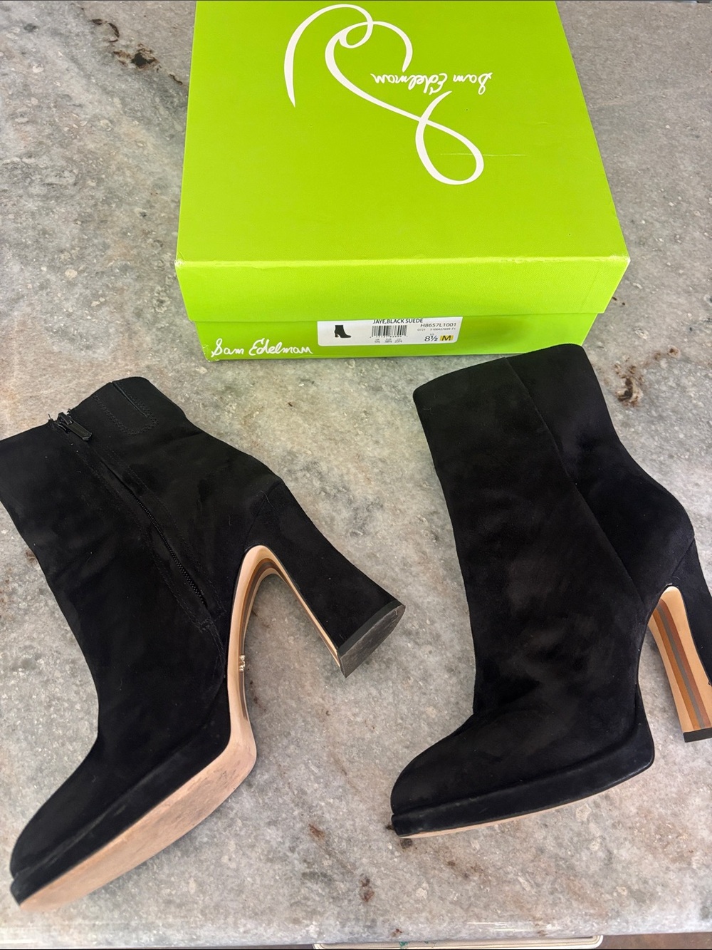 Sam Edelman Jaye Black Suede Booties, 8.5